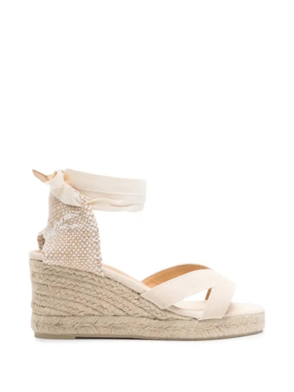 Castaner Espadrille Wedge Sandals Size 9 40 Ivory Canvas Lace Up Ankle Platform